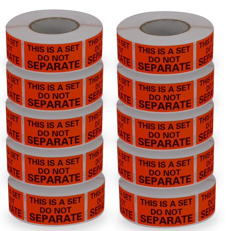 BETCKEY 10 Rolls/5000 Labels,This is a Set Do Not Separate,Fluorescent Red Packing Labels(1" x 2") - Image 1